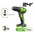 Дрель-шуруповерт Greenworks GD24DD35k2, 24v, 35 Нм, в комплекте АКБ 2 А·ч и ЗУ (аккумуляторная, кейс
